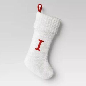 Knit Monogram Christmas Stocking - White - Letter I